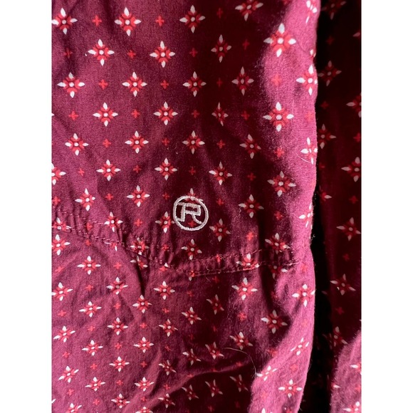 Denim & Flower Shirt Men's Maroon with White Dots Button Up Long Sleeve XL Slim - Picture 4 of 5